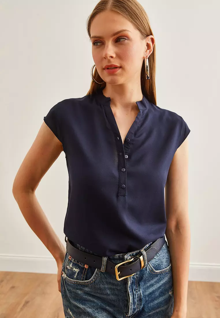 V-Neck Buttons Top