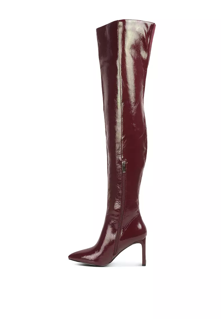 Maroon sale patent boots