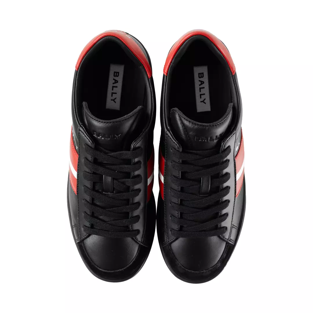 Thiago Tennis Sneaker In Leather - Black And Candy Red