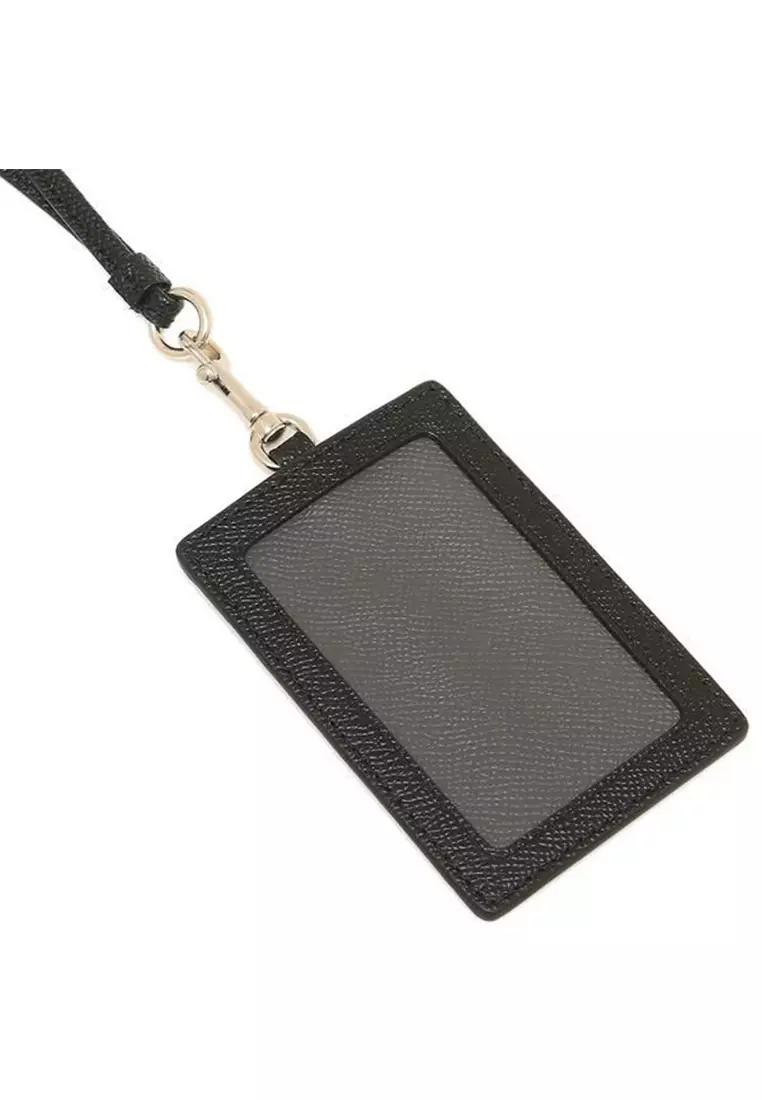 ID Lanyard In Crossgrain leather Black 57311