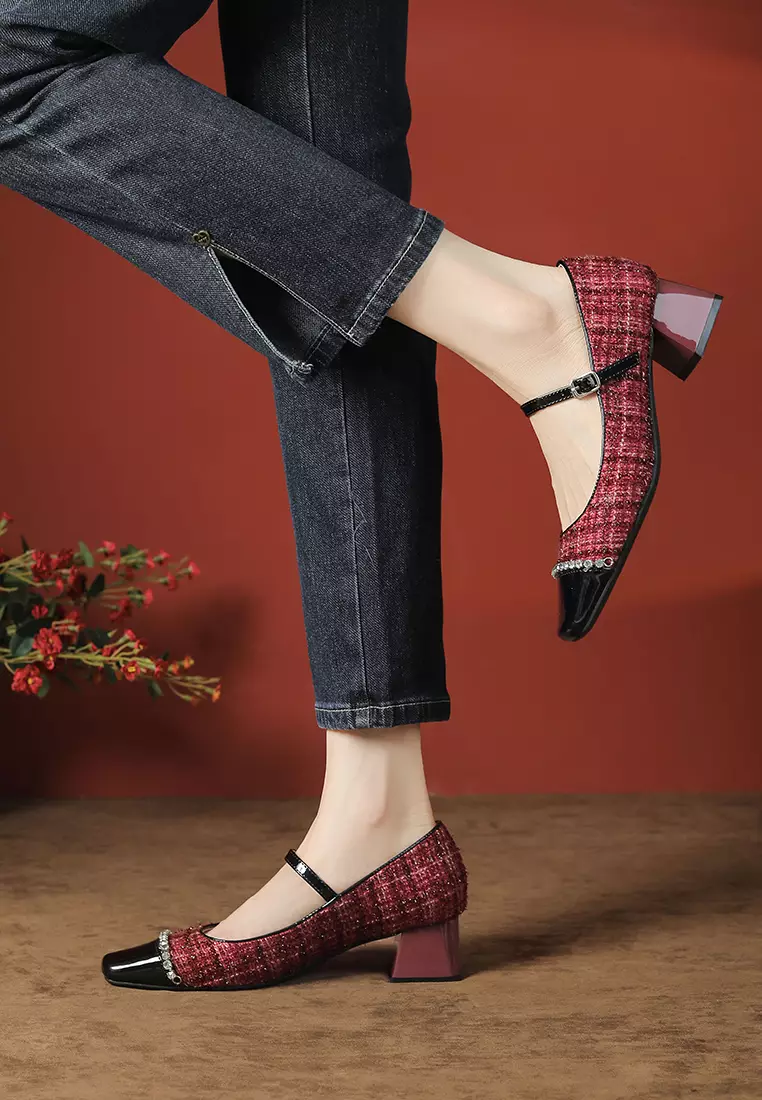 Buy Twenty Eight Shoes 4.5CM Square Toe Tweed Mary Jane