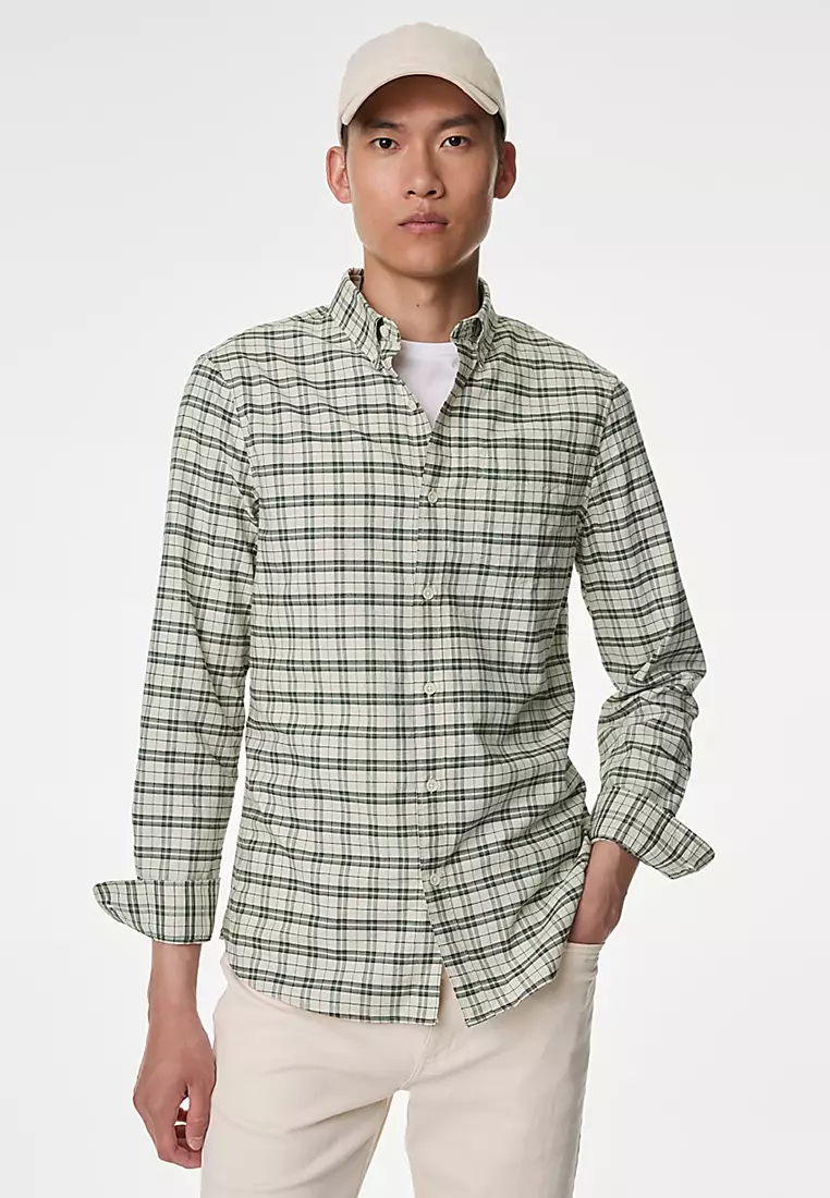 Easy Iron Pure Cotton Check Oxford Shirt