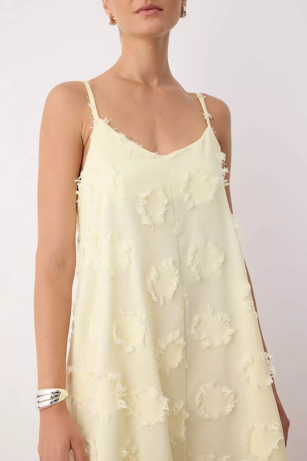 Yellow Plain Midi Woven Dress Twoss25El00905