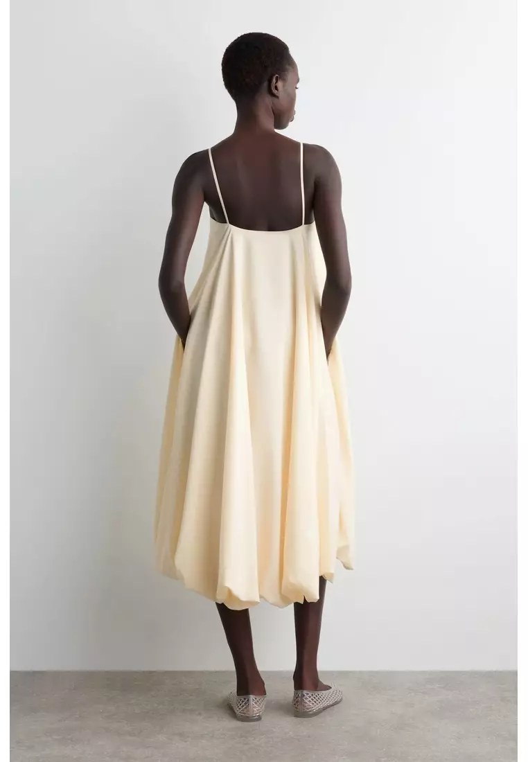 BUBBLE-HEM MIDI DRESS