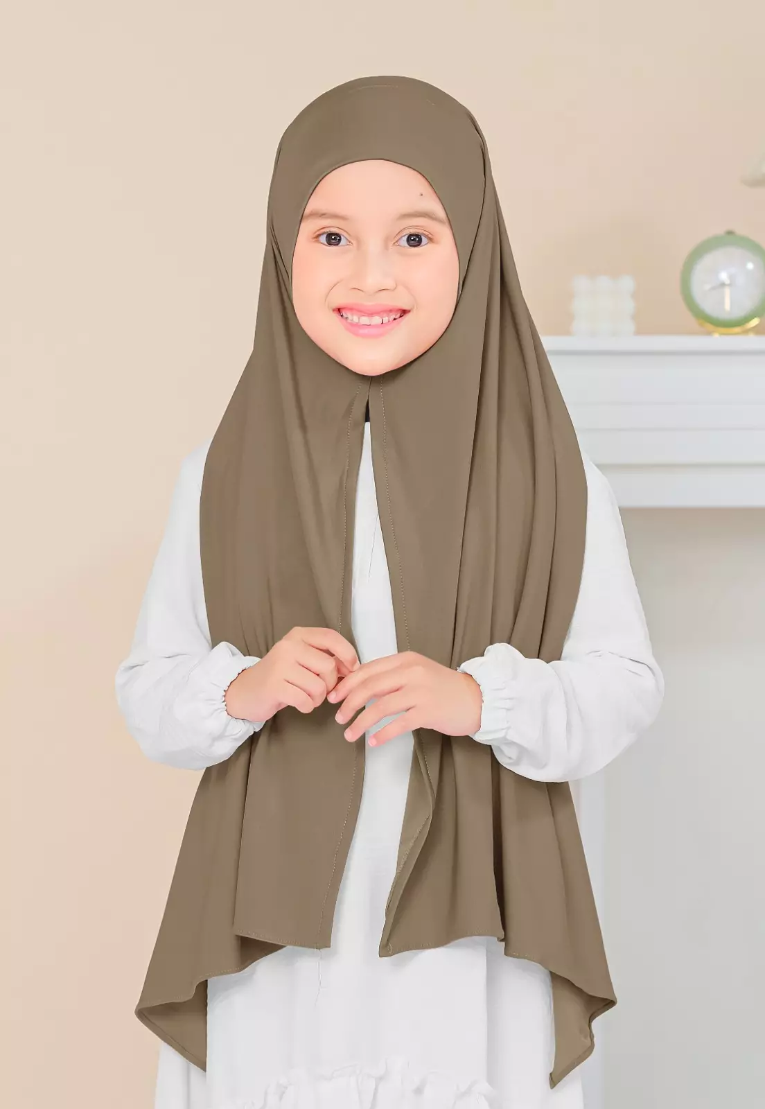 Cotton Bee - Calla Oval Instan | Hijab Pashmina Instan Anak - Chai Tea