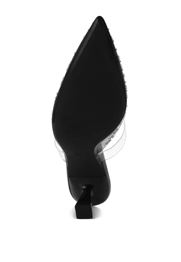 Sepatu Hak Kucing Ujung Runcing Warna Hitam