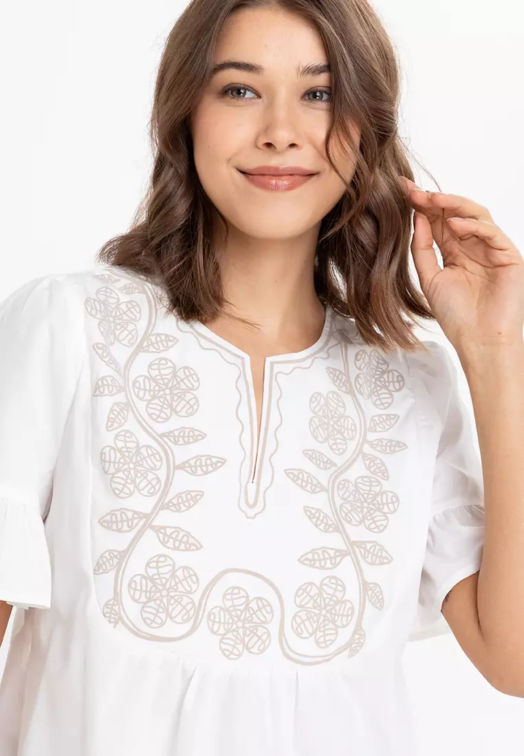 Coralyn Printed Bib Filipiniana Blouse