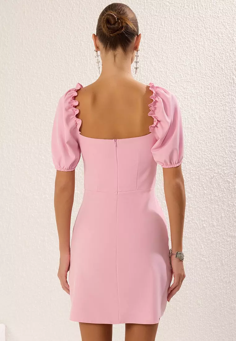 Stone Detailed Mini Dress