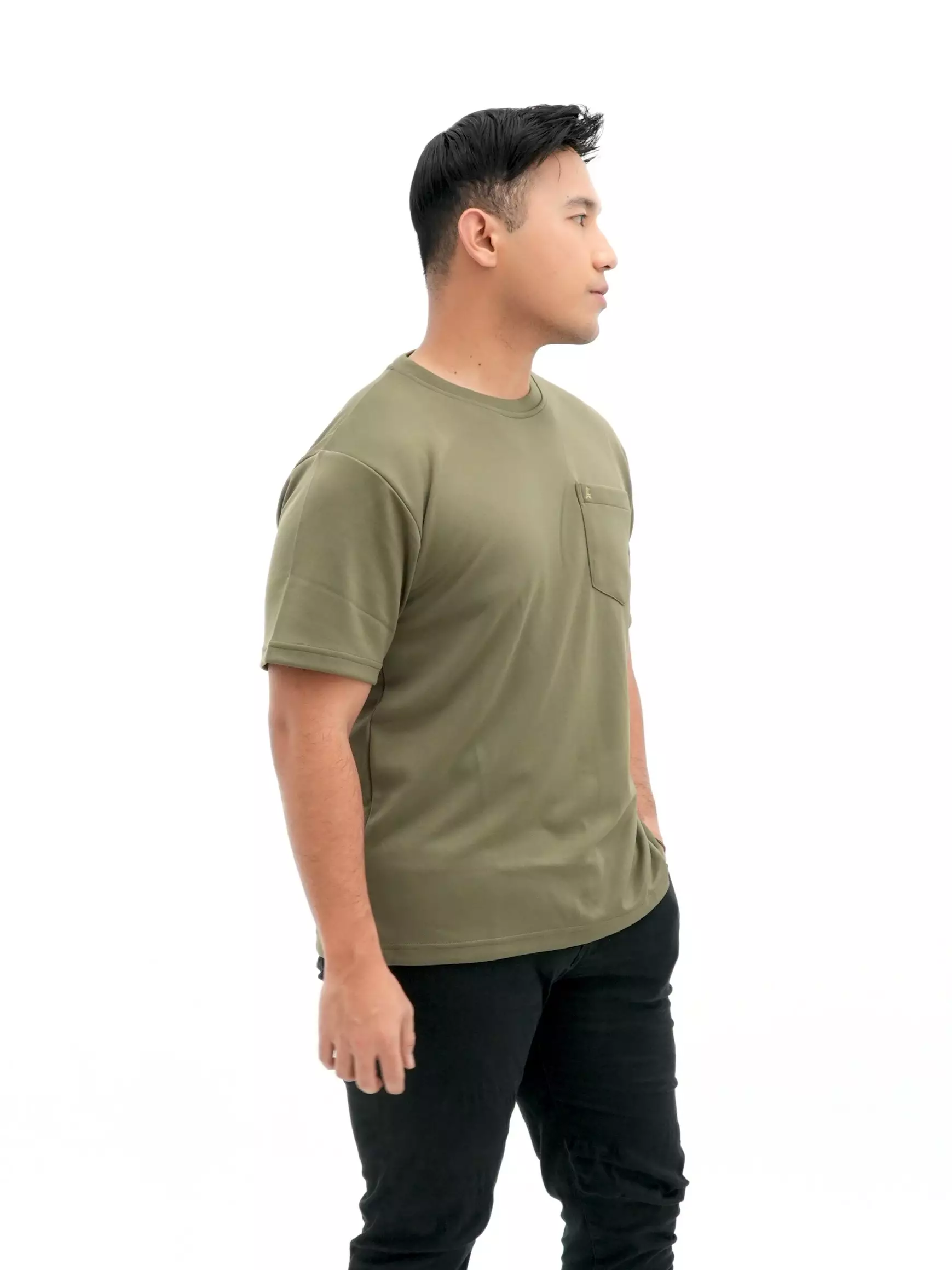 T-Shirt Scuba Hijau Army Kantong 3454