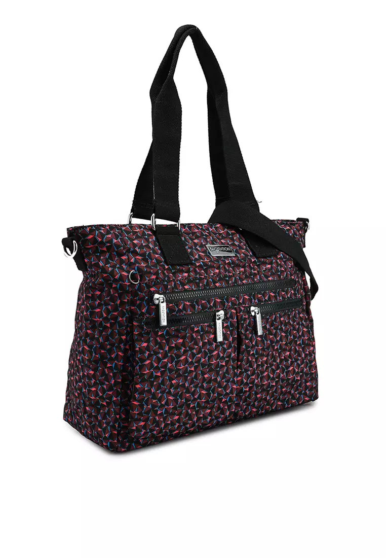 Printed Nylon Convertible Tote Bag