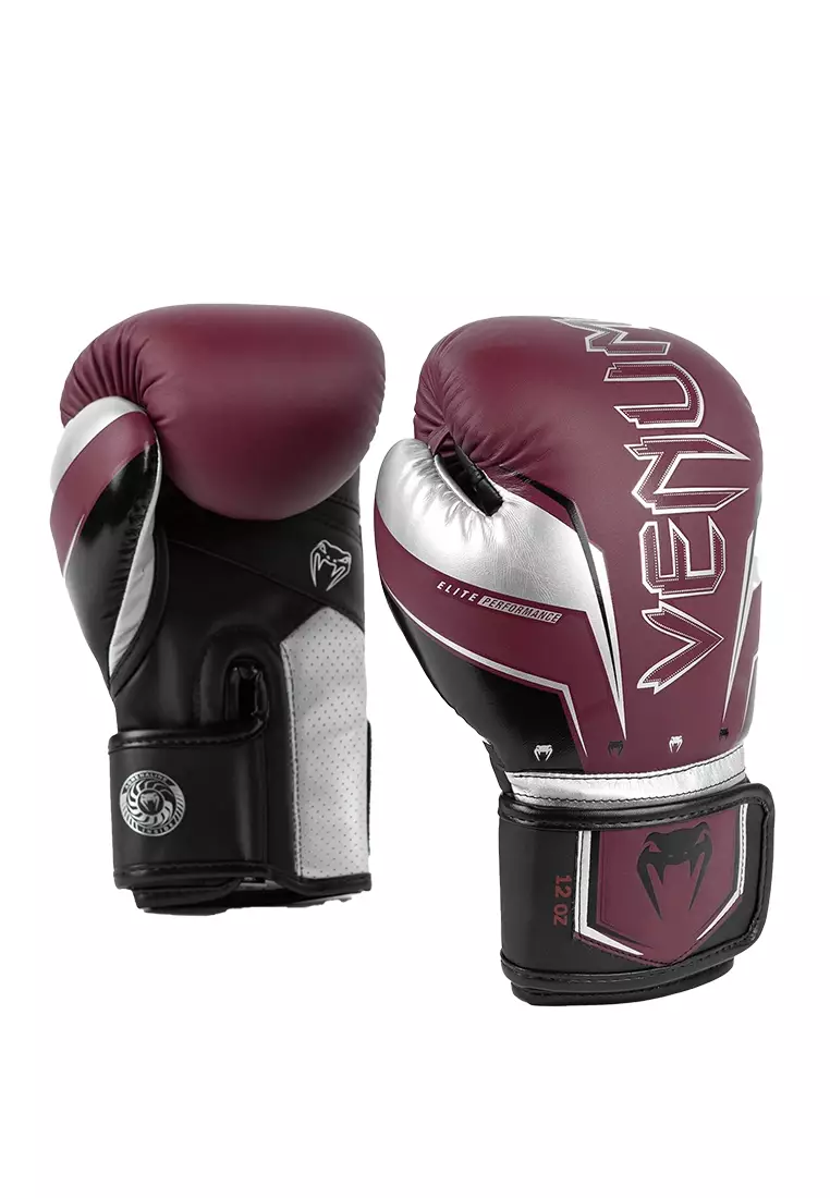 Venum Elite Evo Boxing Gloves Burgundy/Silver