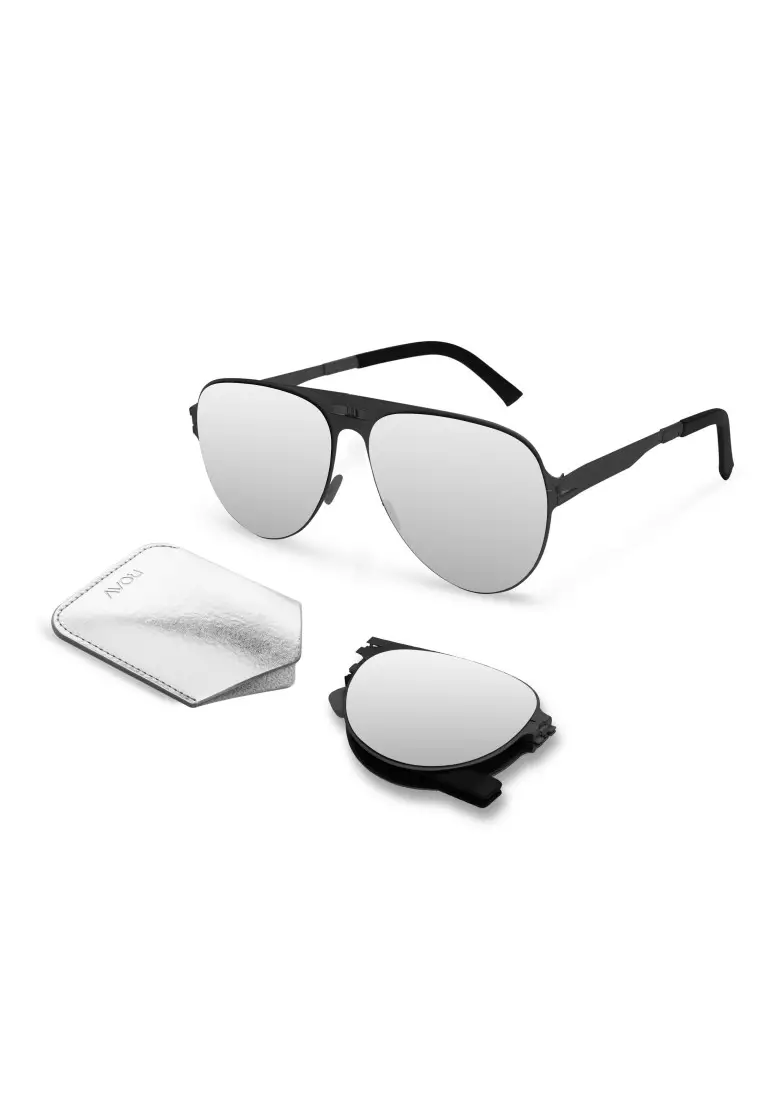 ROAV超輕極薄摺疊式太陽眼鏡 Orville SS014 Matte Black / Silver Mirror 13.61