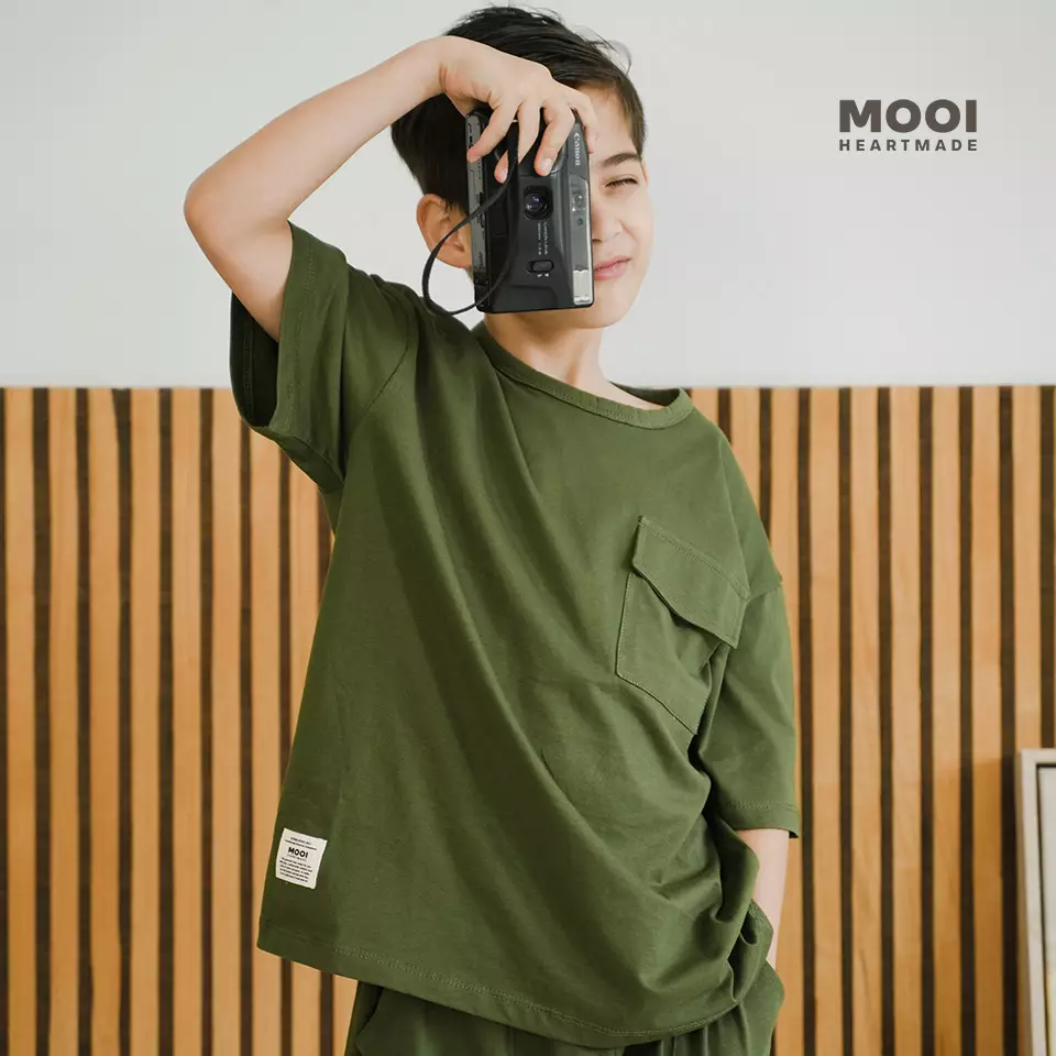 Mooi Kaos Anak Laki-Laki Renzo T-Shirt Tee - Green Olive