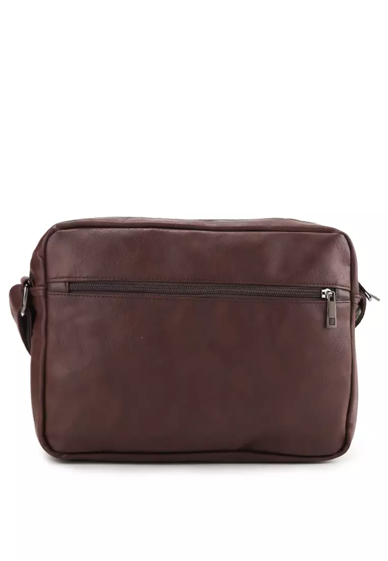 Distressed Leather Track Crossbody Bag