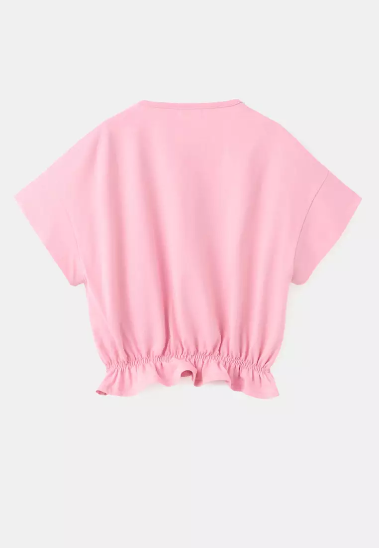 Cotton Ruched Hem T-Shirt