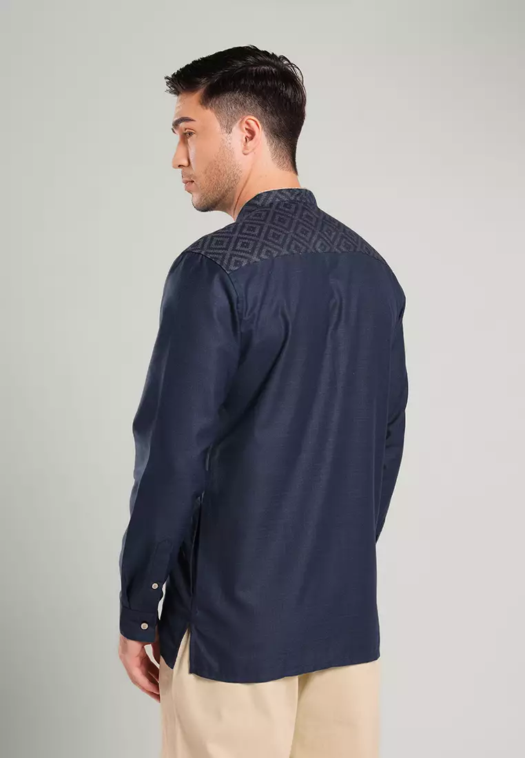 MOC Kemeja Koko Lengan Panjang Pria BAHRI-NAVY