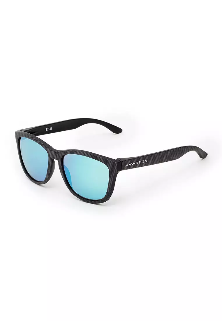 HAWKERS Carbono Blue Chrome ONE Asian Fit Sunglasses for Men and Women. UV400 Protection. Official Product Designed in Spain