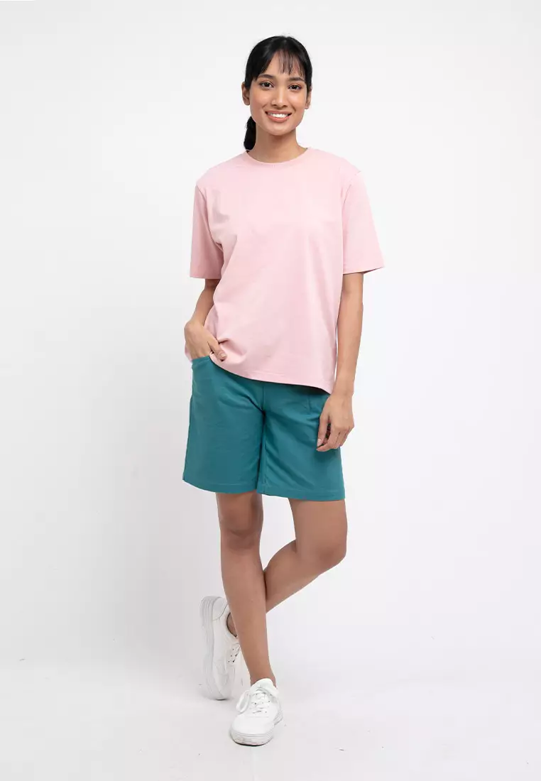 Forest Ladies Premium 100% Cotton Heavy Weight Boxy Cut Crew Neck T Shirt Women | Oversized T Shirt Perempuan - 822323-54Pink
