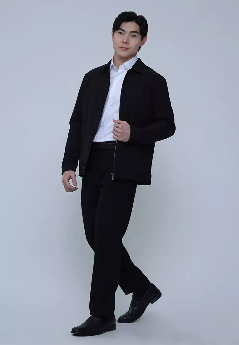 Solid Basic Nylon Collar Jacket