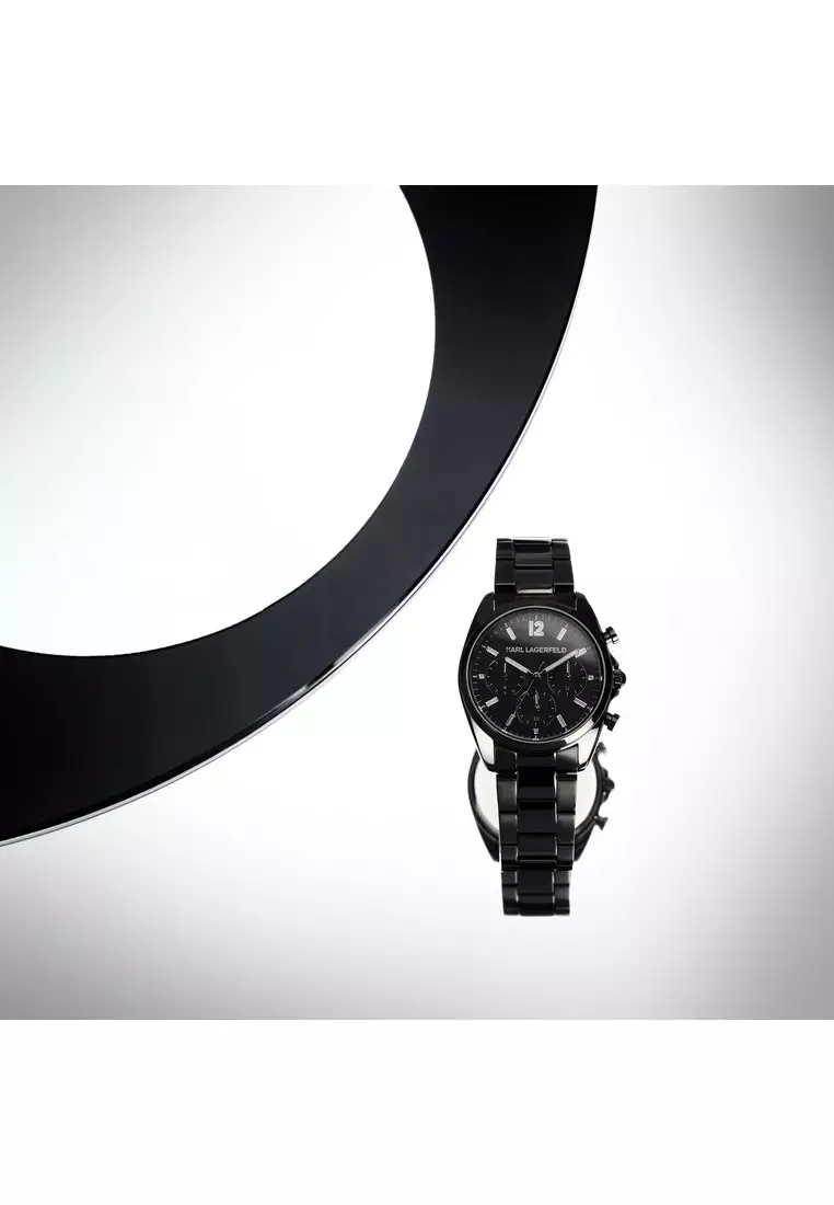 【2 Years Warranty】KARL LAGERFELD 38mm Women's Black Essential Quartz Watch R0553101501