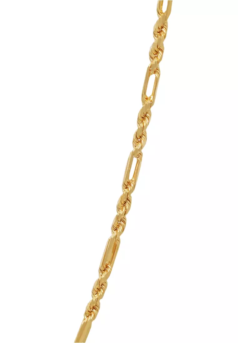 TOMEI Twisted Cable Long Chain, Yellow Gold 916 (Unisex-75cm)