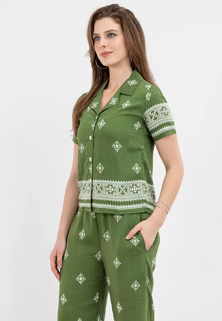 Alma Cenefa Print Button Down Filipiniana Shirt