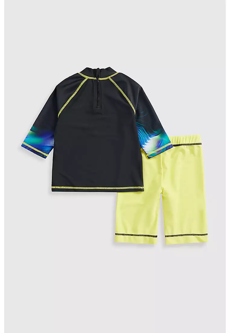 Buy Mothercare Black and Lime Sunsafe Rash Vest and Shorts Upf50 ...