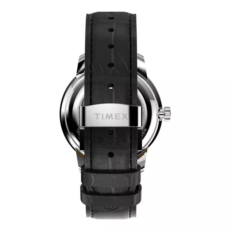 Jam Tangan Pria Timex Waterbury TW2Y23000 Metropolitan Automatic Black Dial Black Leather Strap