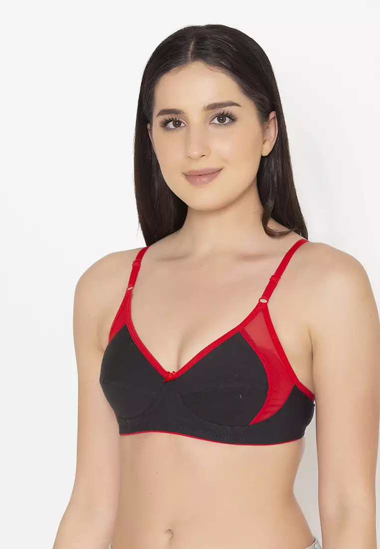 Buy Clovia Pack Of 2 Cotton Non-Padded Non-Wired Full Cup Bra - Red online
