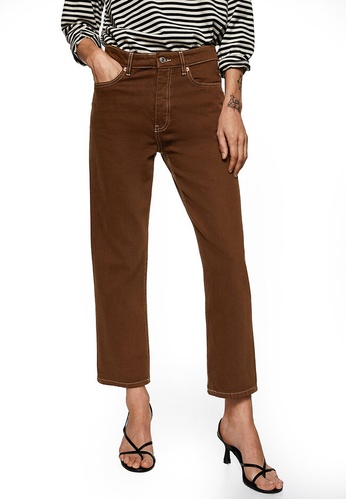 Mango brown High-Waist Cropped Straight Jeans 1FD14AA394C233GS_1