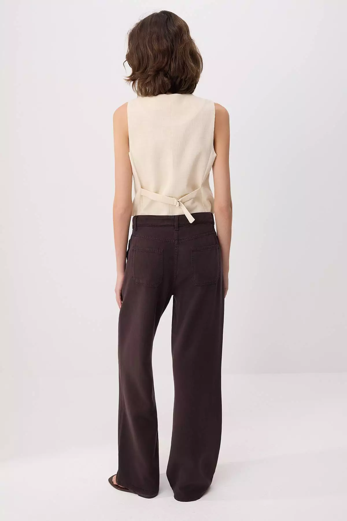More Sustainable Brown 1% Tencel™ ™ Low-Rise Wide Leg Jeans Twoss23Je219
