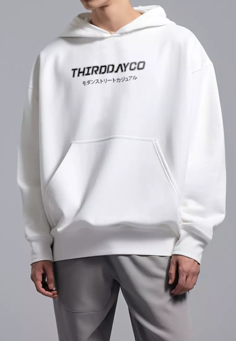 MOB01 Hoodies Oversize ScubaLux Bahan Scuba Adem "thirdday modern street casual" putih