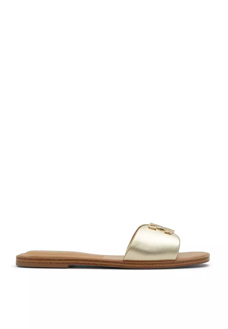 Gold slip outlet on sandals