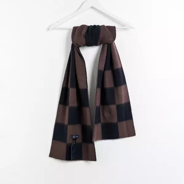 Scarf FRED PERRY CHECK BLACK BROWN SCARF 100% ORIGINAL