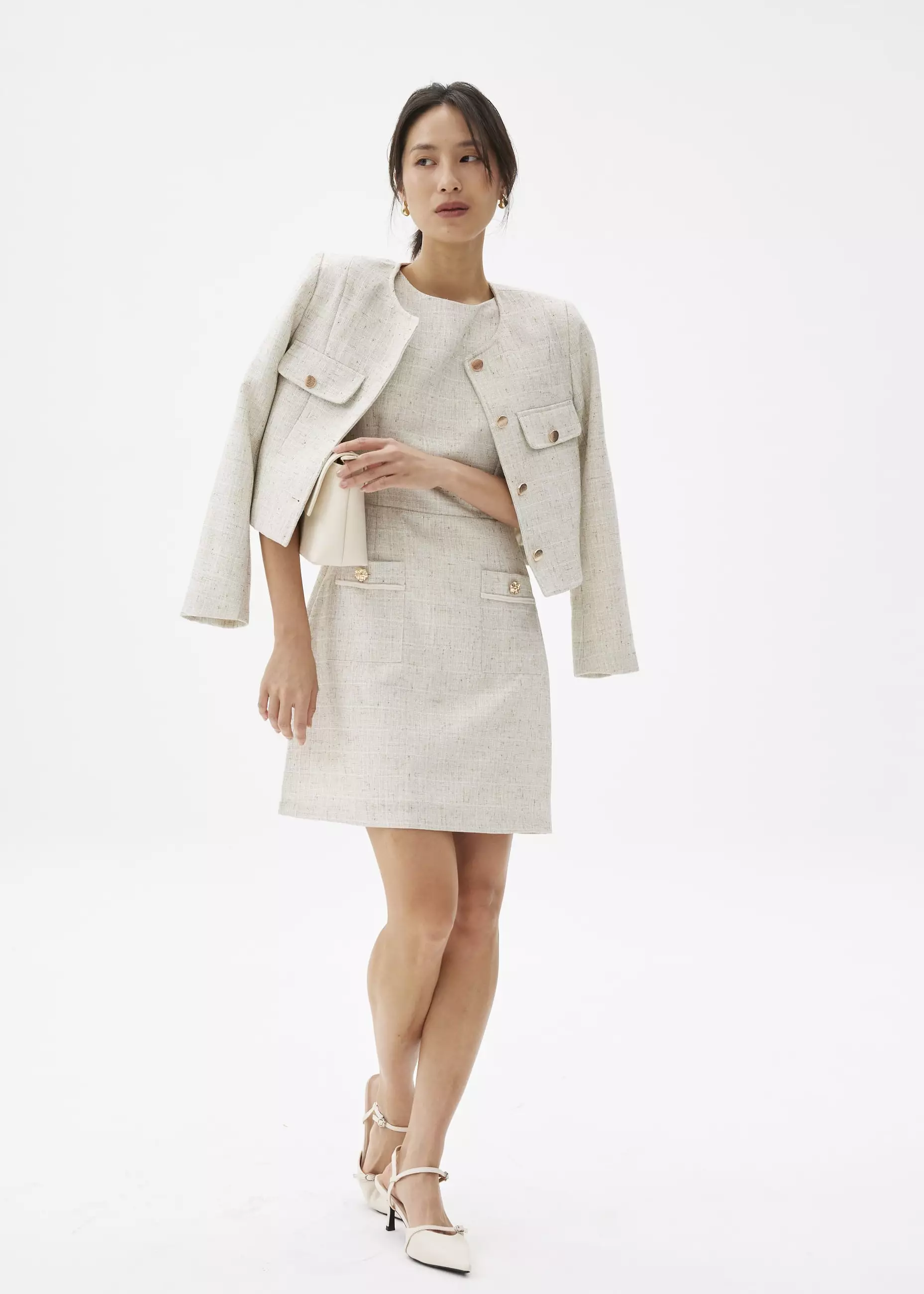 Dress Wanita - Aria Tweed A-line Mini Dress