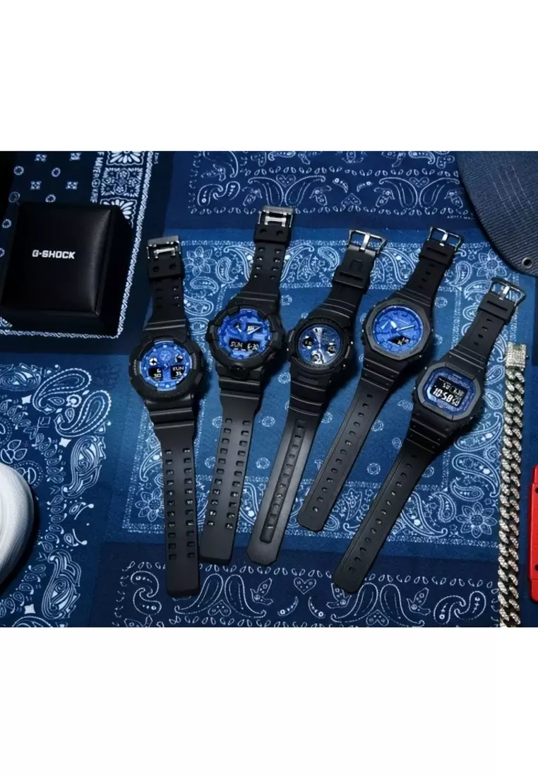 Men's Analog-Digital Watch GA-100BP-1A Black Resin with Blue dial Sport Watch