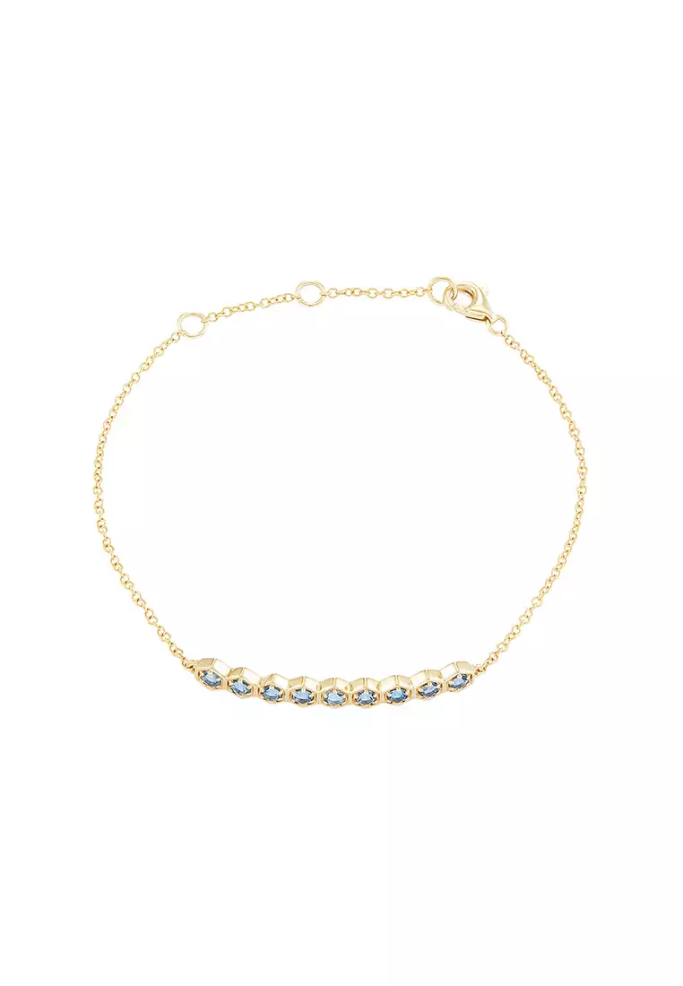 HABIB Blue Topaz Gemstone Bracelet in 375/9K Yellow Gold 680771222(YG)-BTOPZ