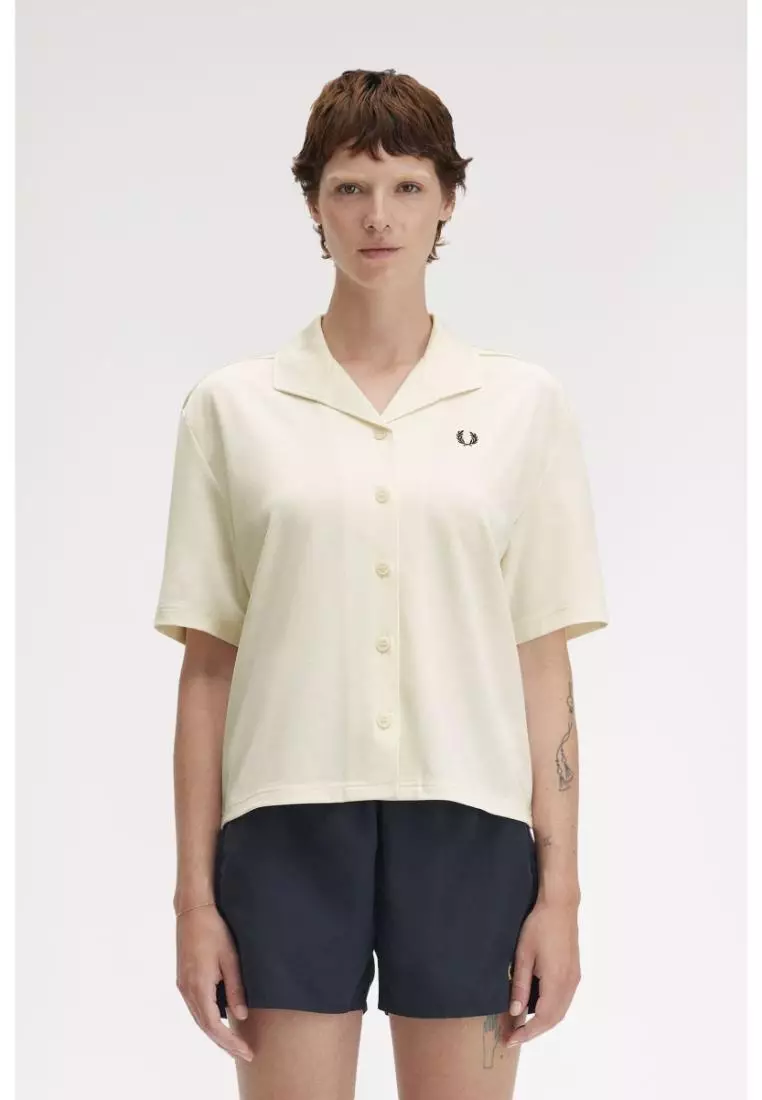 Fred Perry G9192 Open Collar Jersey Shirt (Ecru)