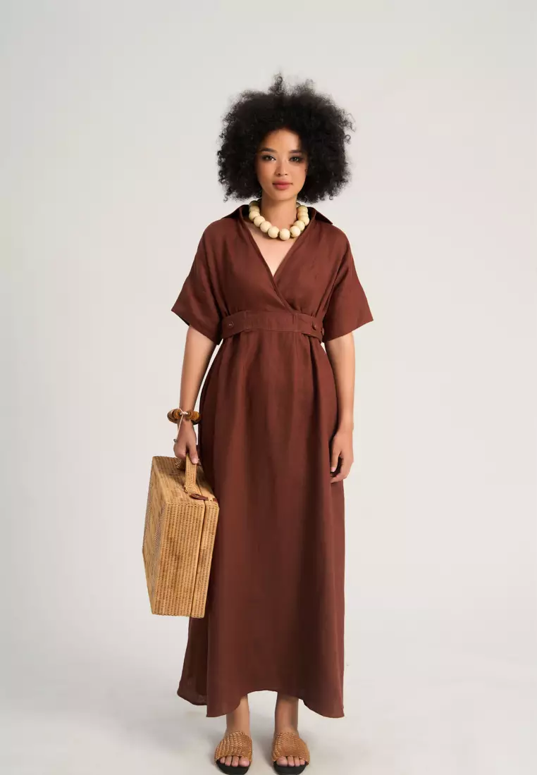 Linen Maxi Wrap Dress