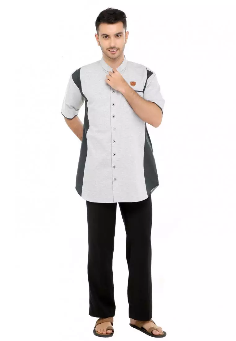 Baju Koko Gamis Muslim Pria Gibran - Silver