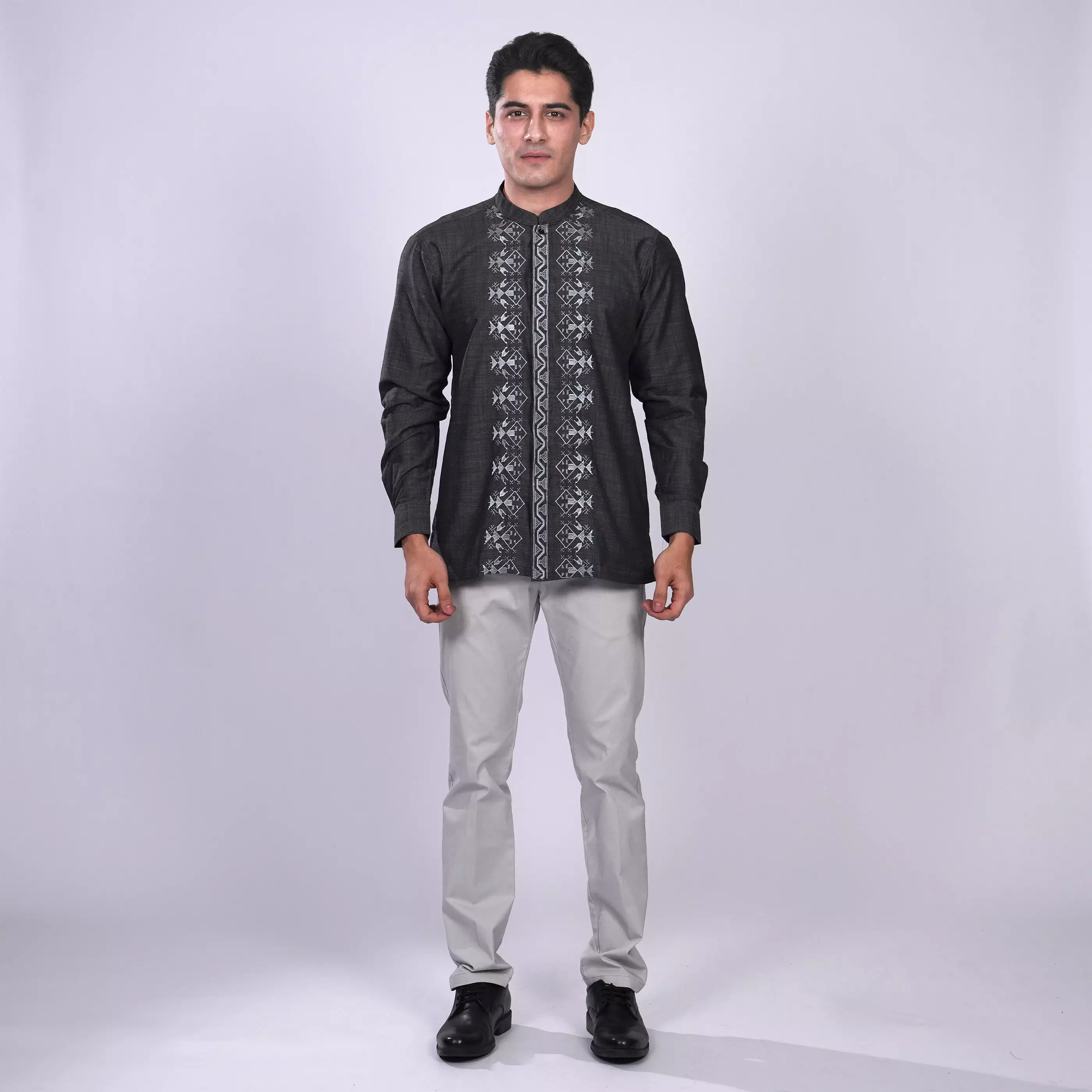 Casella Baju Koko Pria Lengan Panjang Exclusive | Baju Koko Ibrahim Lengan Panjang 9733 Grey