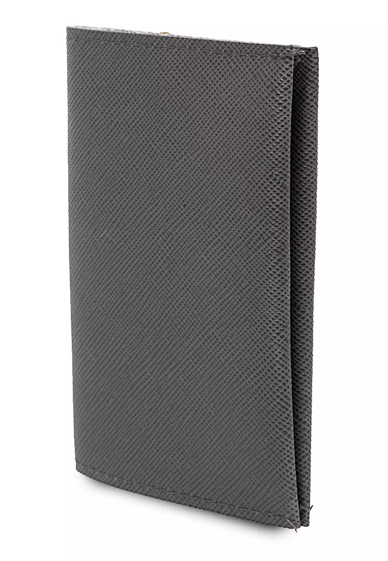 Dompet Mini Motif Polos Detail Snap Kancing Card Wallet Design Simple - Abu