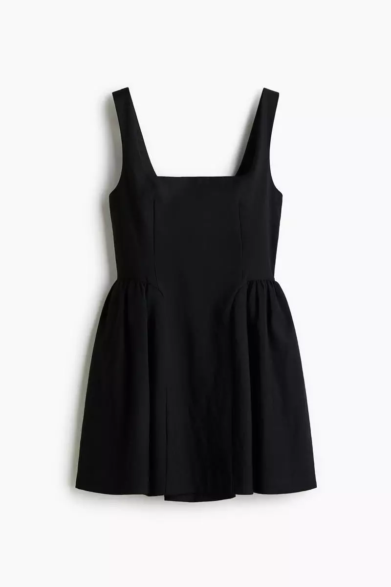 Gathered square-neck dress