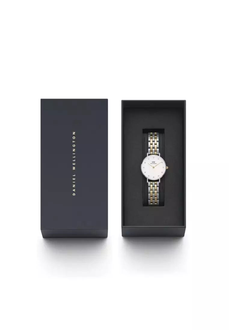 Petite Lumine 28mm 5-Link Gold/Silver White Dial - 星辰手鏈流金表 - 五格珠寶式錶鏈 - 女士手錶 女士腕錶 女表 - DW 丹尼尔惠灵顿