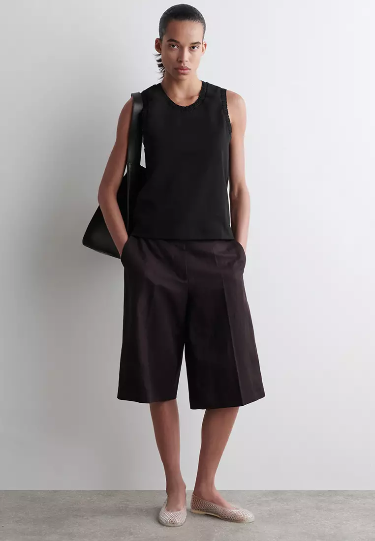 Gathered Cotton Tank Top