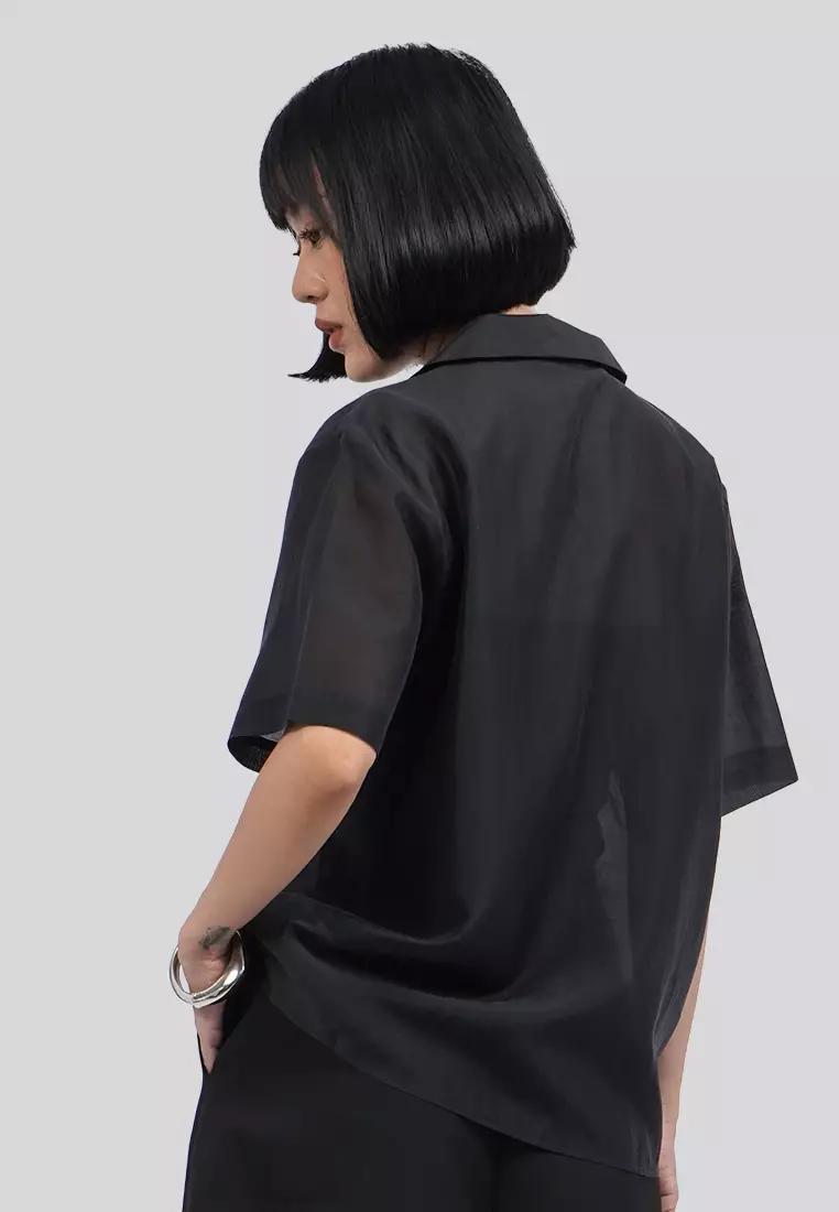 Short Sleeve Sheer Blouse