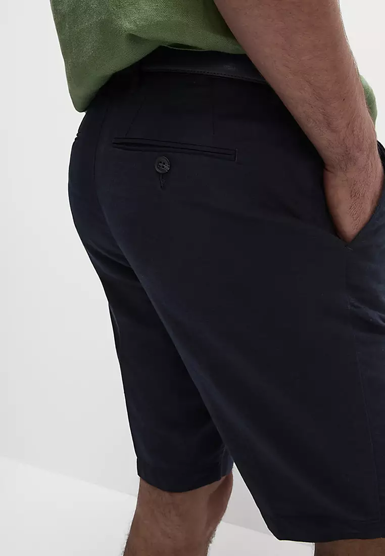 Regular Fit Cotton Linen Blend Chino Shorts