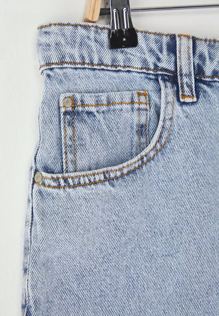 Blue Ripped High Waist Plus Size Denim Shorts TBBSS25AP00034