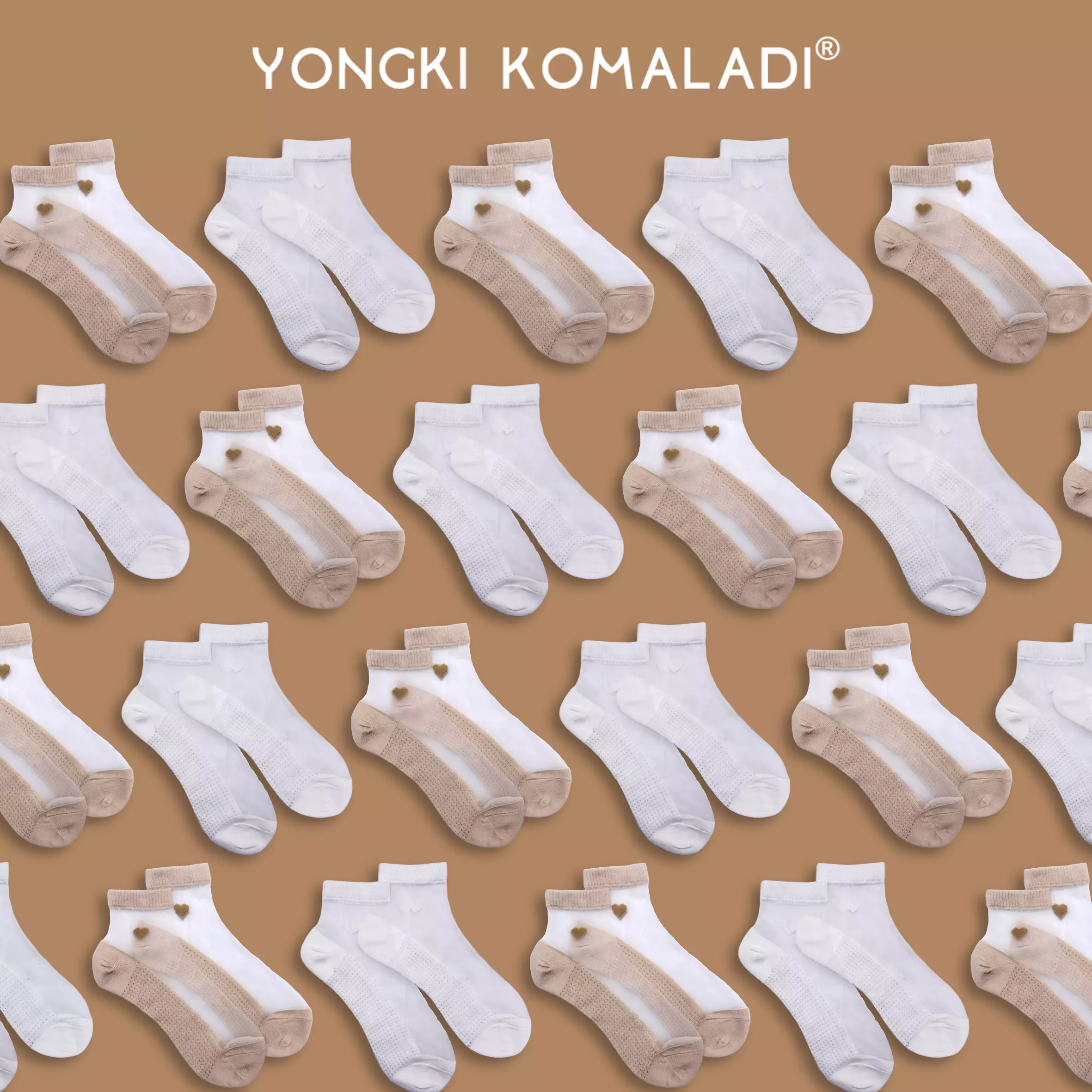 YONGKI KOMALADI KAOS KAKI BASIC MOTIF LOVE KOREAN STYLE SOCK01 PUTIH