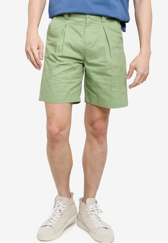 ZALORA BASICS green Pleated Shorts 1A231AAFC45755GS_1